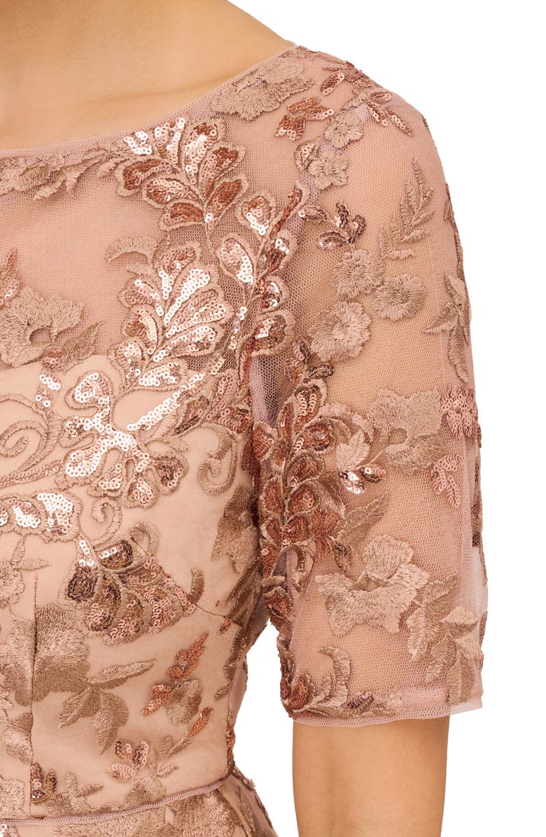 Adrianna Papell Embroidered Sequin Midi Fit & Flare Dress, Alternate, color, 