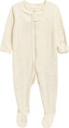 QUINCY MAE Star Print Stretch Organic Cotton Zip Footie