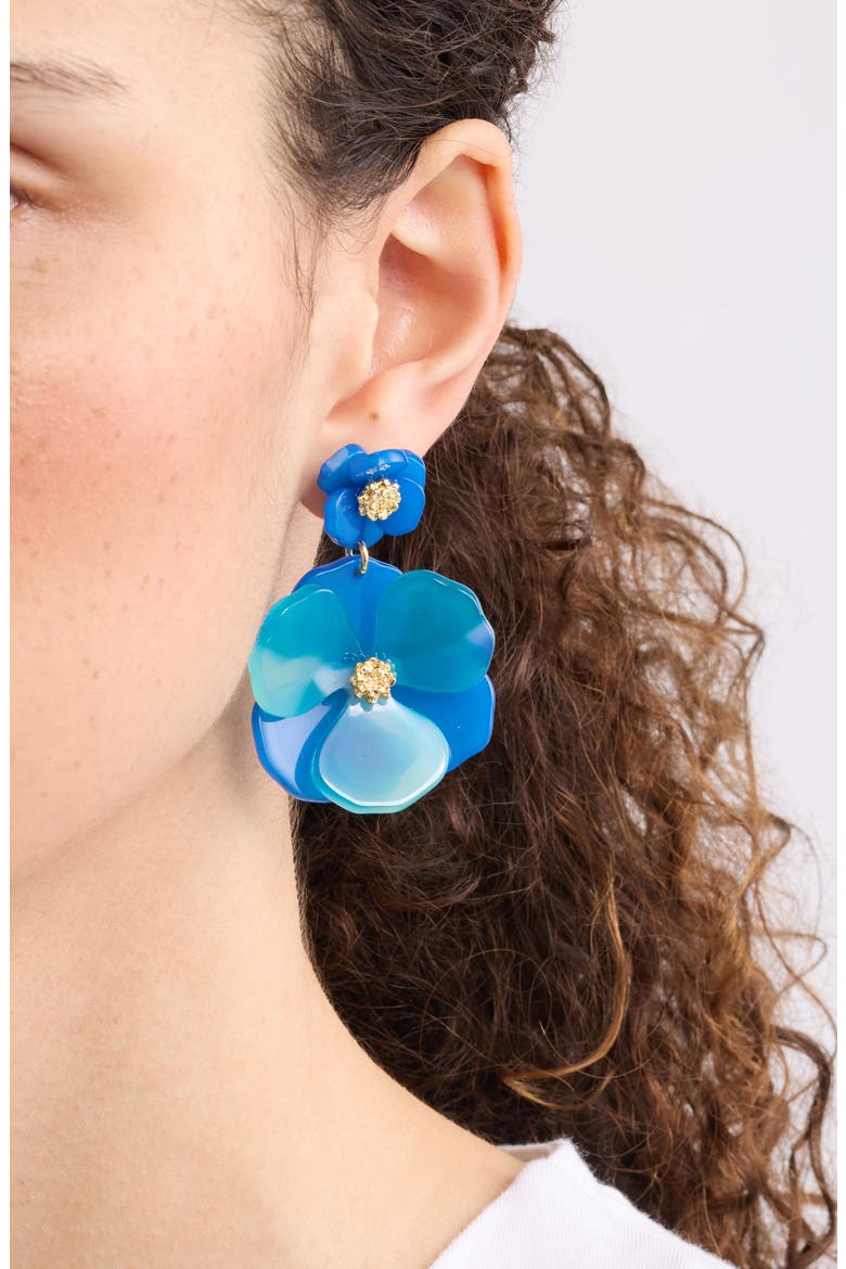 Pansy Drop Earrings, Alternate, color, BLUE MULTI- GOLD