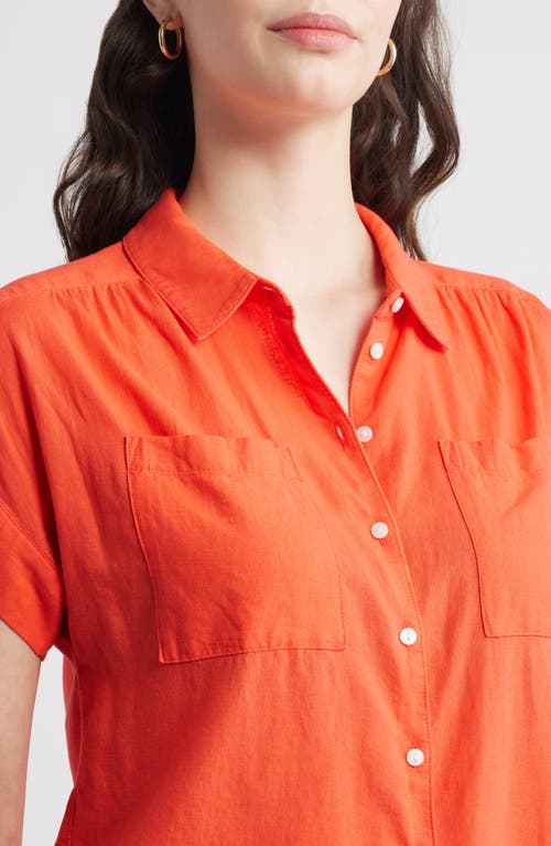 Caslonr Caslon(r) Linen Blend Short Sleeve Button-up Shirt