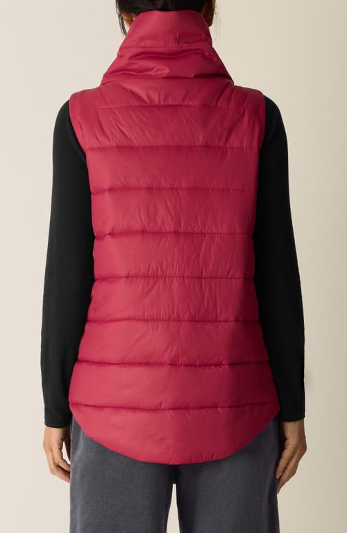 Eileen Fisher Eggshell Recycled Nylon Stand Collar Vest In Red