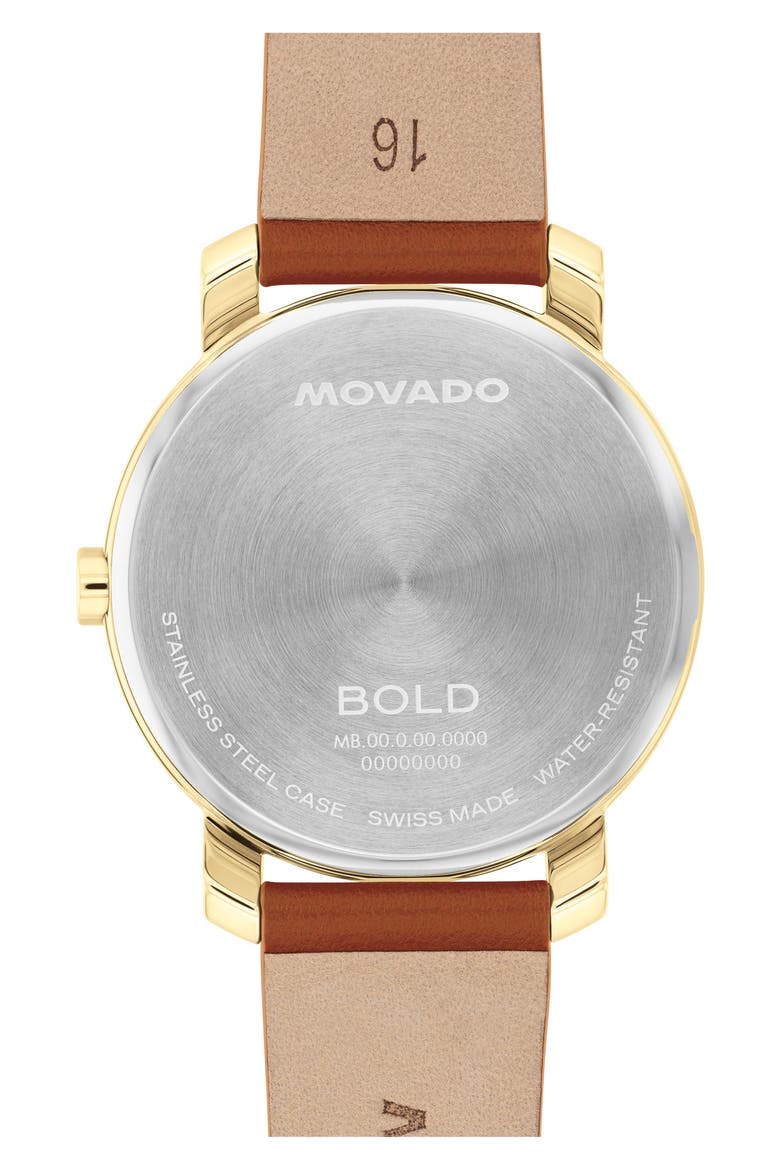 Bold Access Leather Strap Watch, 34mm, Alternate, color, SILVER DIAL