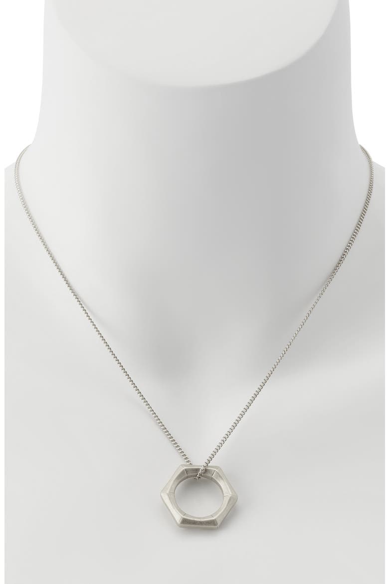 Bamboo Texture Pendant Necklace, Alternate, color, WARM SILVER