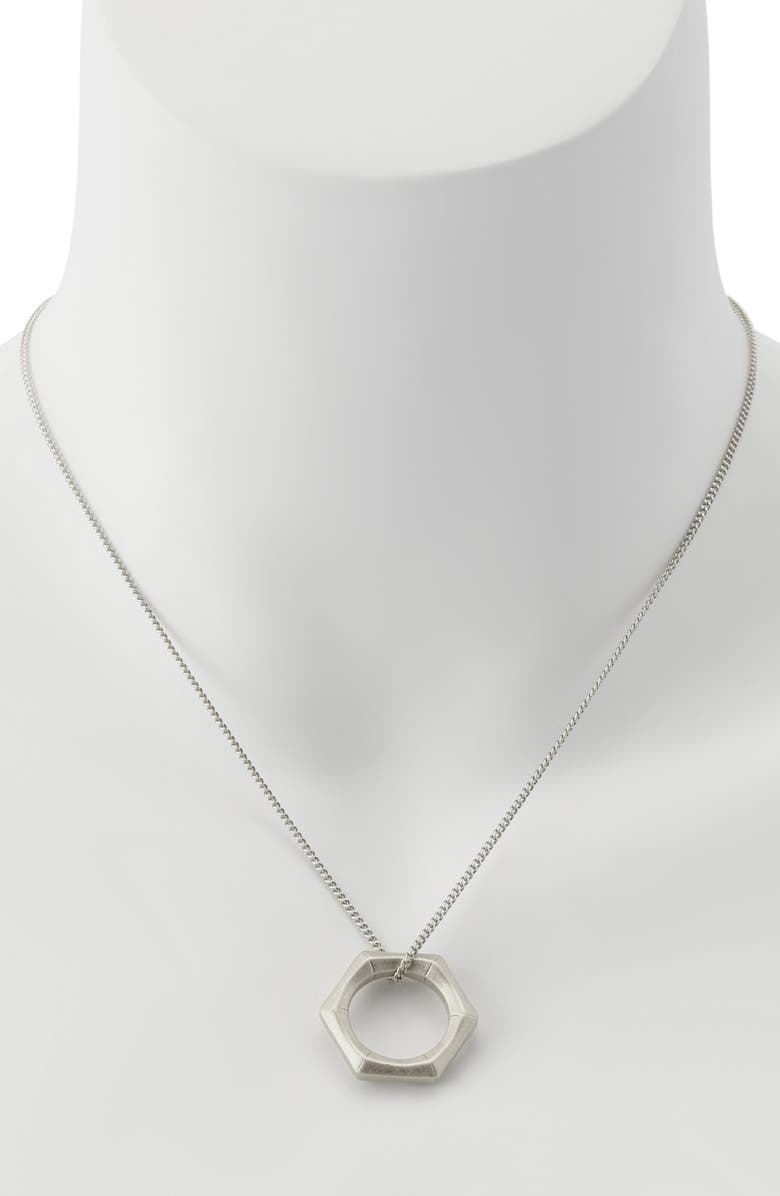 AllSaints Bamboo Texture Pendant Necklace, Alternate, color, Warm Silver