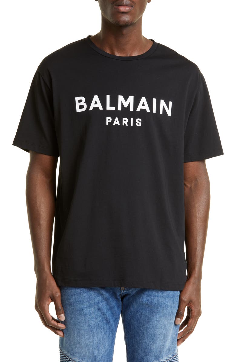 Balmain Logo Cotton Graphic Tee, Main, color, 