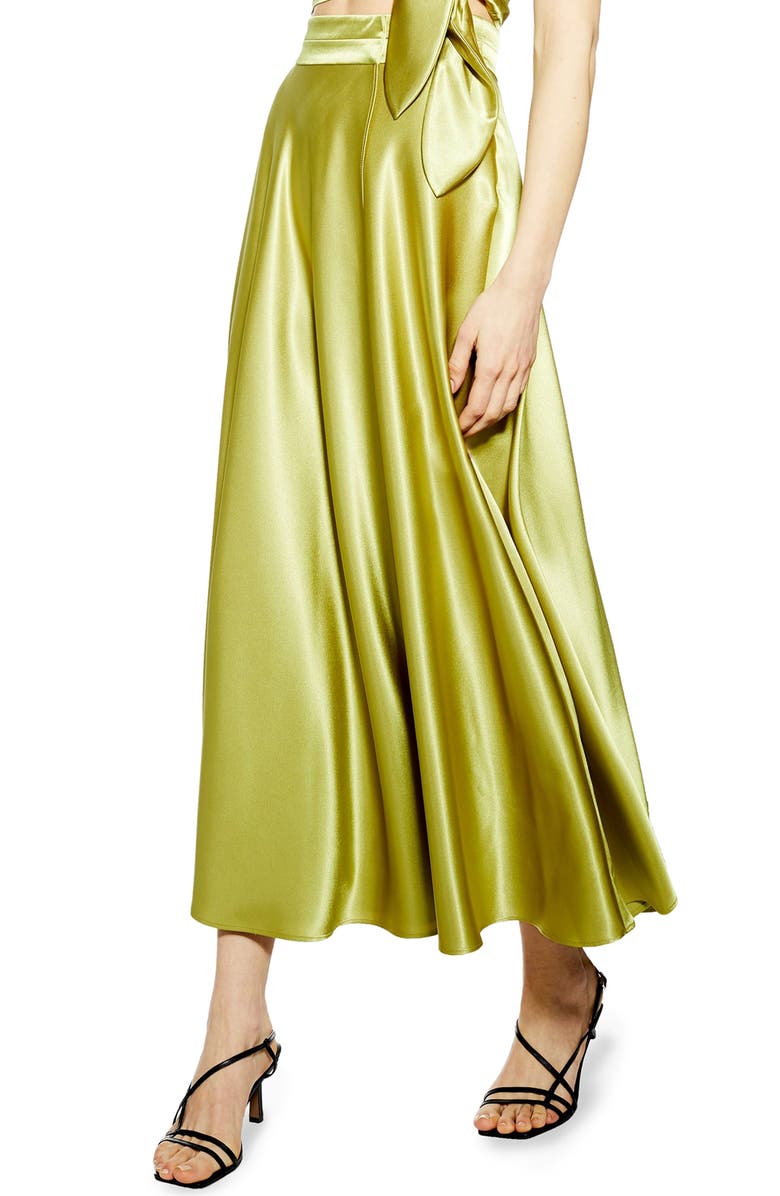 Topshop Satin Midi Skirt, Main, color, 