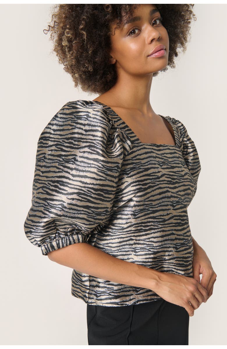 Soaked in Luxury SLElowen Sonnia Square Neck Blouse, Alternate, color, Zebra Jacquard
