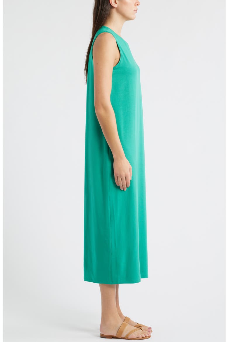 Round Neck Oval Stretch Sleeveless Midi Dress, Alternate, color, SEA STAR