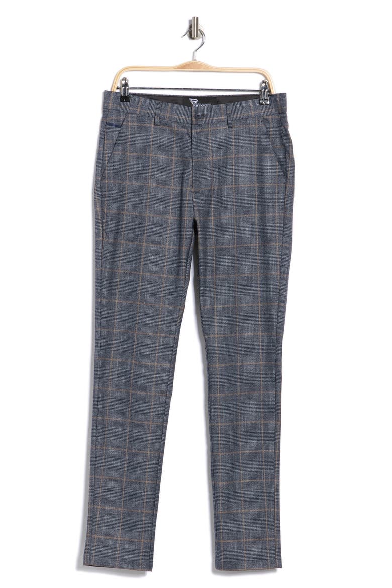 Plaid Straight Leg Trousers, Alternate, color, NAVY