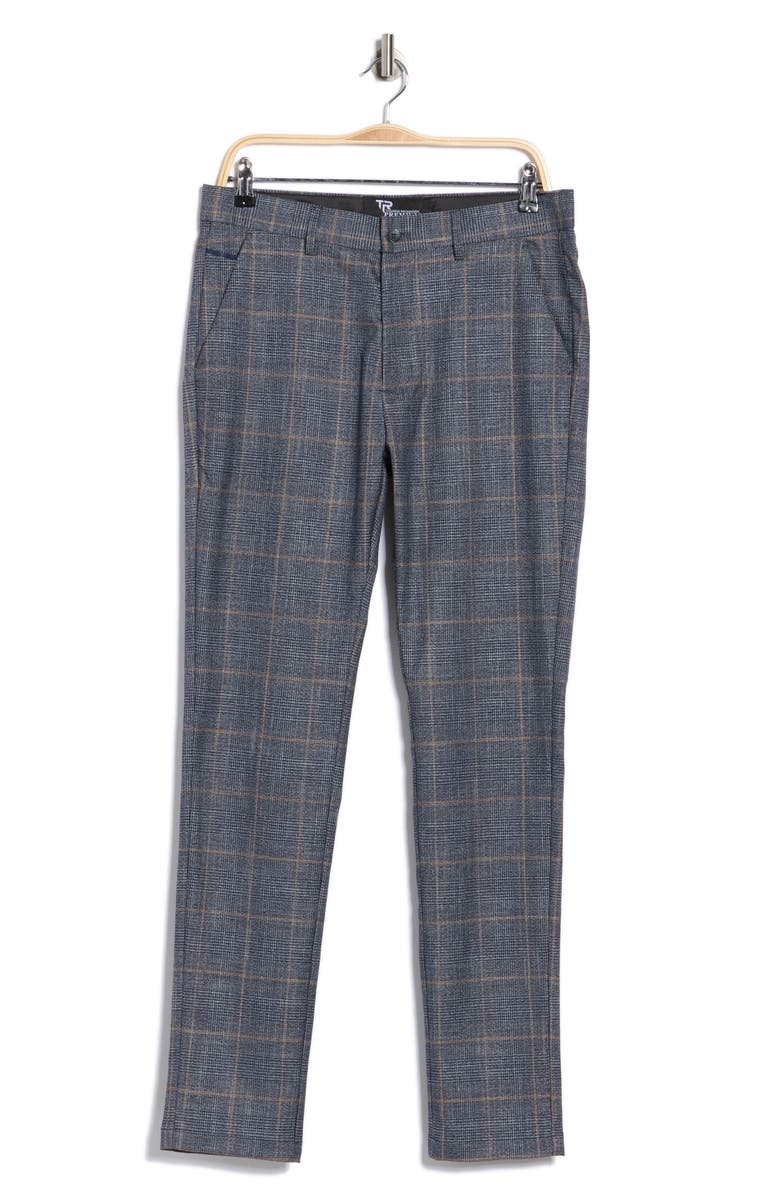 T.R. PREMIUM Plaid Straight Leg Trousers, Alternate, color, Navy
