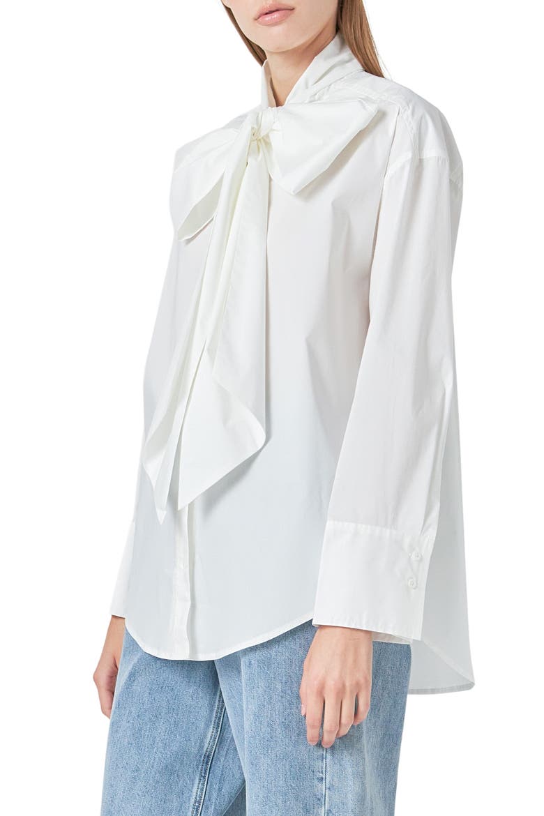 Bow Detail Shirt, Alternate, color, WHITE
