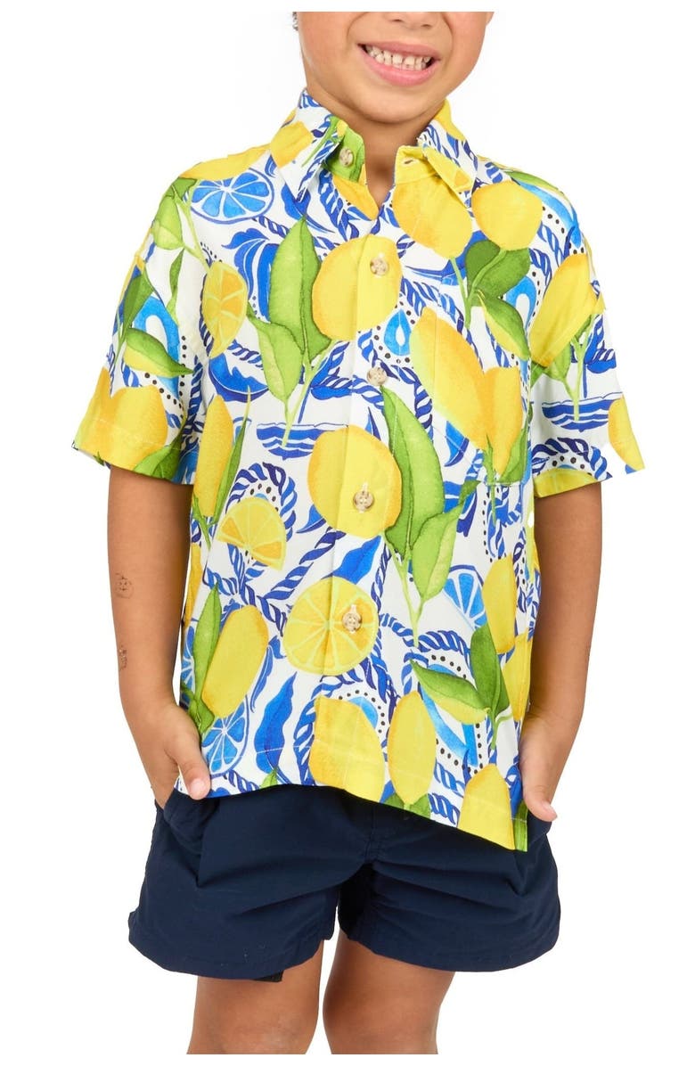 Kenny Flowers The Lemonade Stand - Boys Hawaiian Shirt, Main, color, White