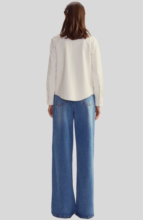 Cynthia Rowley Leather Button Up Shirt In White