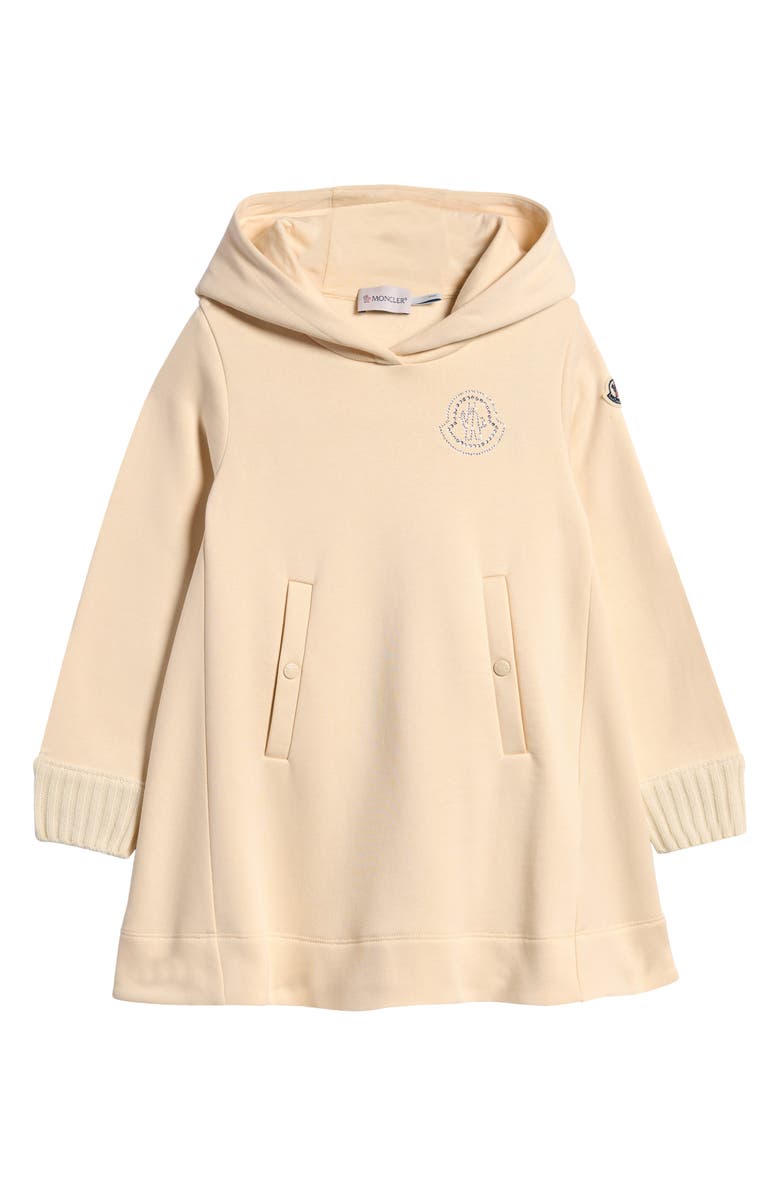 Moncler Kids' Logo Hooded Cotton Sweatshirt Dress, Main, color, 