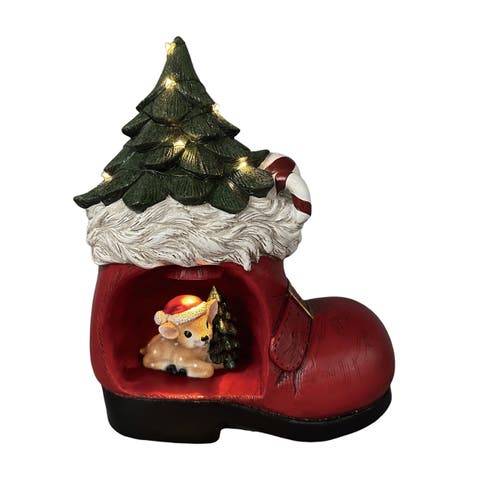 Light Up Spotted Deer Figurine Boot Decorative Object Christmas