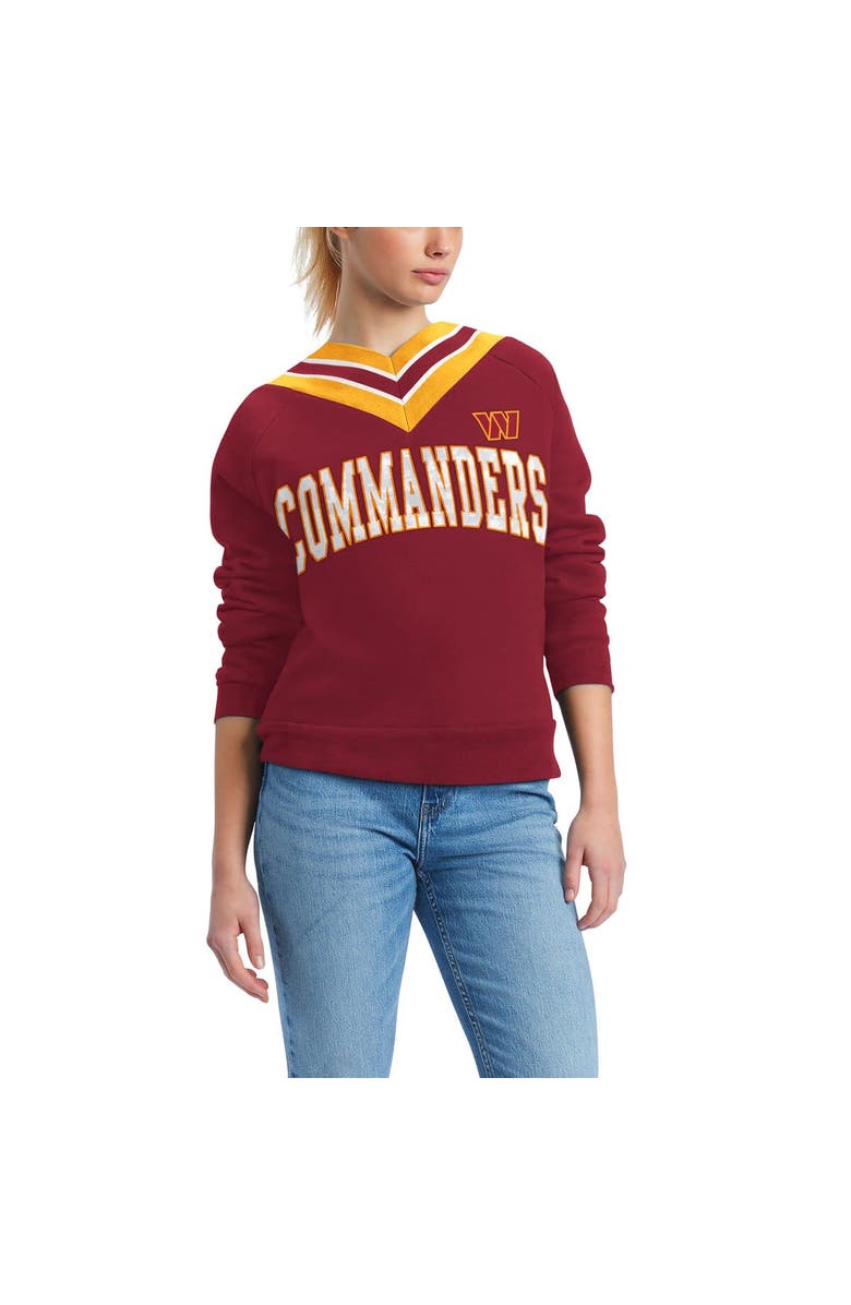 Tommy Hilfiger Women's Tommy Hilfiger Burgundy Washington Commanders Heidi V-Neck Pullover Sweatshirt, Alternate, color, 
