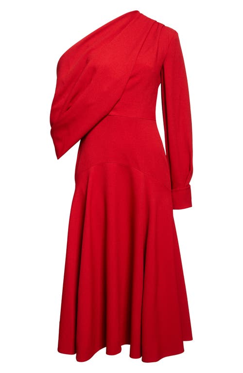 Emilia Wickstead Sehima One-shoulder Draped Crepe Midi Dress In Red