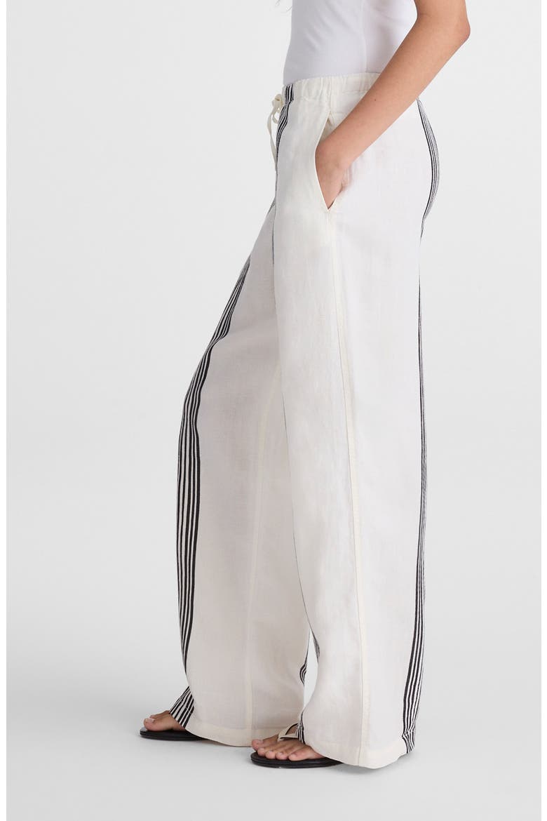 Linen Blend Pull-On Pants, Alternate, color, BOLD PLACEMENT STRIPE BLACK
