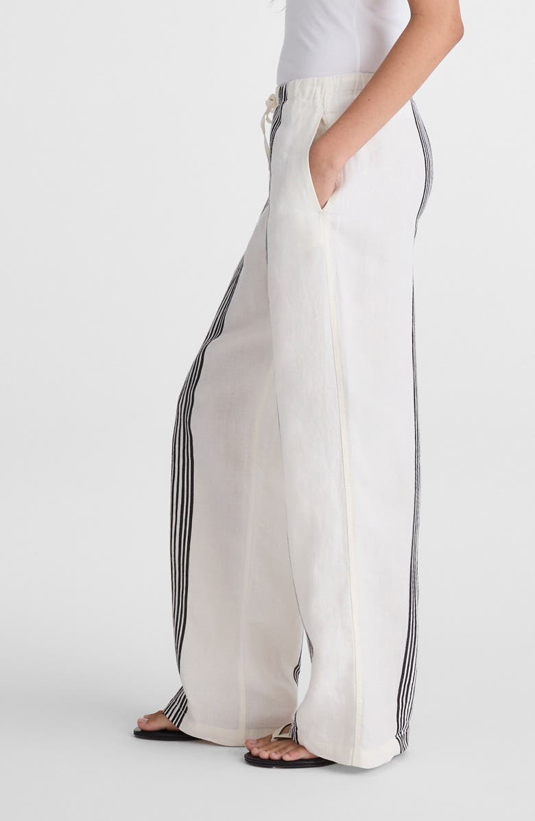 Madewell Linen Blend Pull-On Pants, Alternate, color, Bold Placement Stripe Black