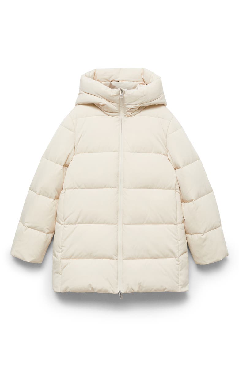 MANGO Hooded Water Repellent Puffer Jacket, Alternate, color, Ecru