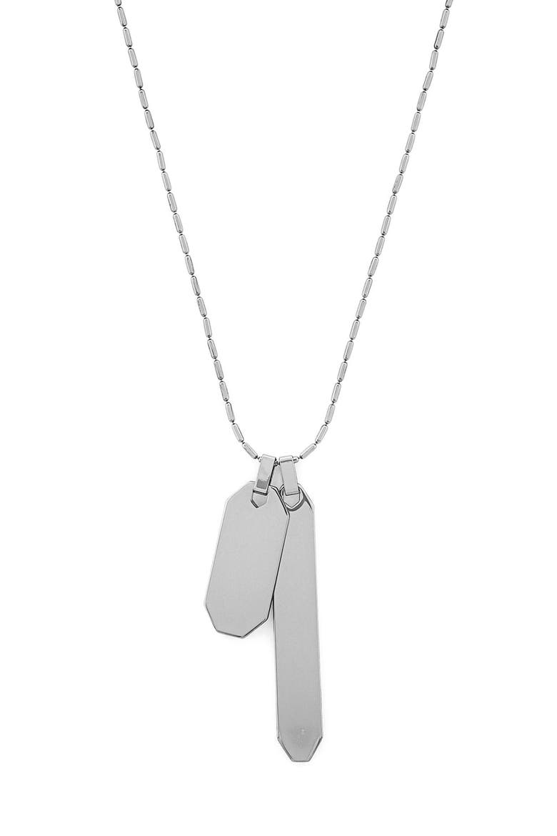 Double Tag Pendant Necklace, Main, color, SILVER