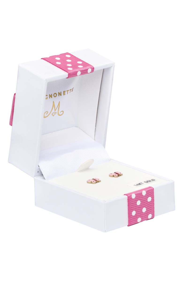 Mignonette Kids' Butterfly Stud Earrings, Alternate, color, Pink/ Gold