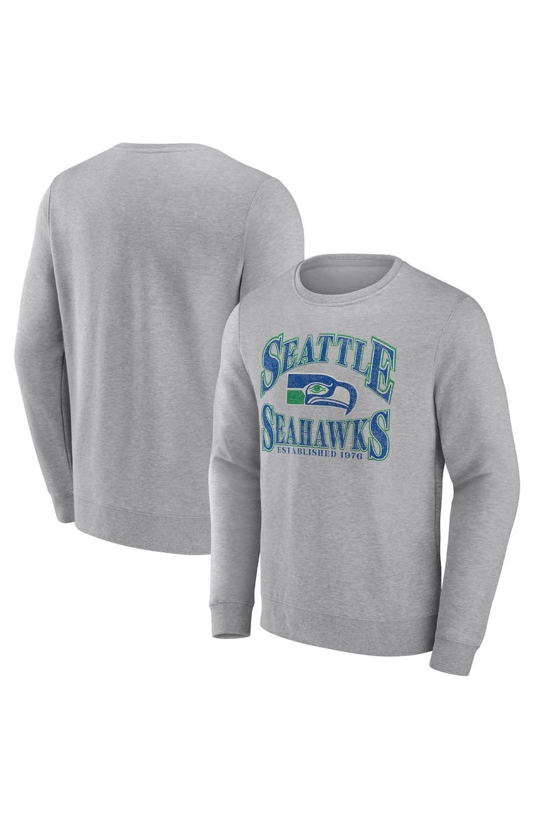 FANATICS Men's Fanatics Branded Heathered Charcoal Seattle Seahawks Playability Pullover Sweatshirt, Main, color, Heather Charcoal