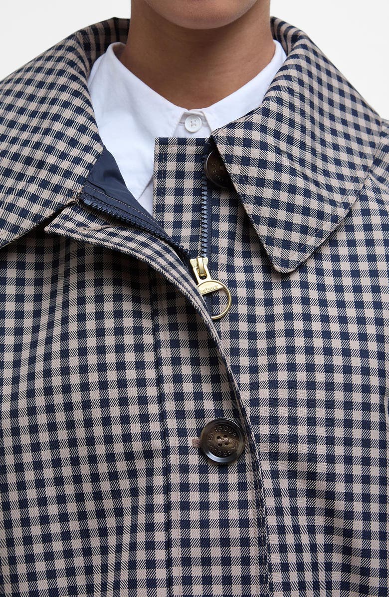 Barbour Nadine Check Showerproof Car Coat, Alternate, color, Navy Light Sand Gingham