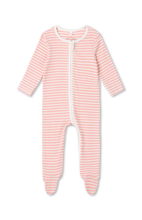 Ribbed Stripe Two Way Zip-Up Sleepsuit (Baby)
