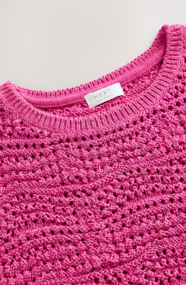 NEXT Kids' Open Stitch Tassel Trim Sweater, Alternate, color, Pink