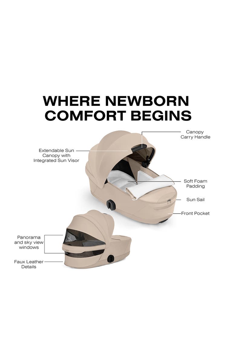 Fold Lux Carry Cot for the Mios/Coya Strollers – Style Collection, Alternate, color, COZY BEIGE