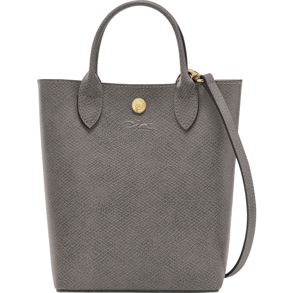 Longchamp Épure North/south Leather Top Handle Tote In Gray