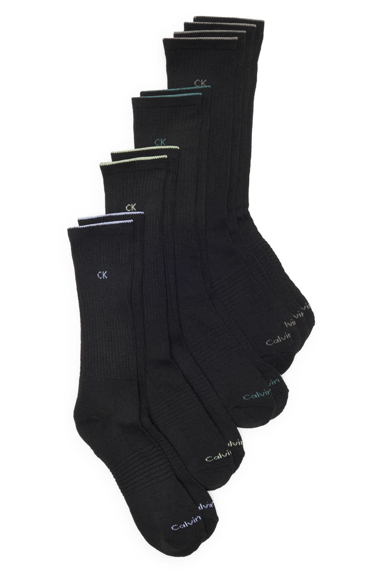 5-Pack Cushioned Crew Socks, Main, color, BLACK