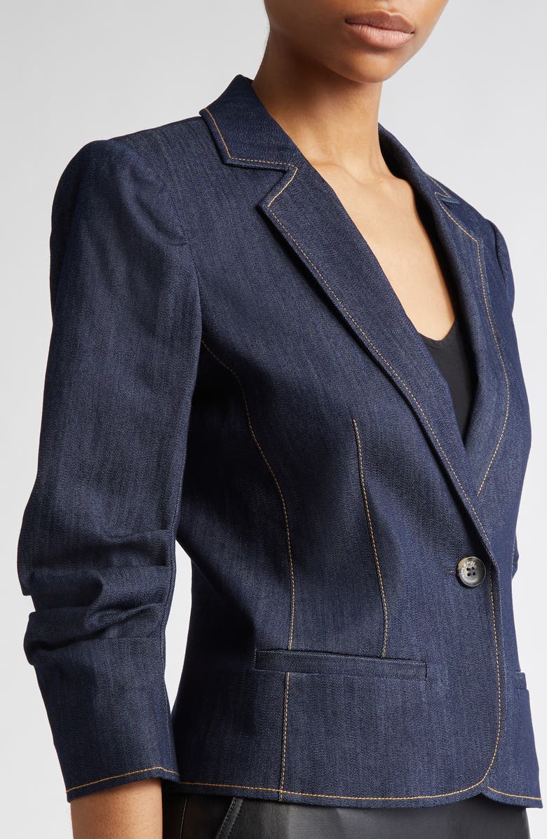 Cinq à Sept Khloe Crop Denim Blazer, Alternate, color, Indigo