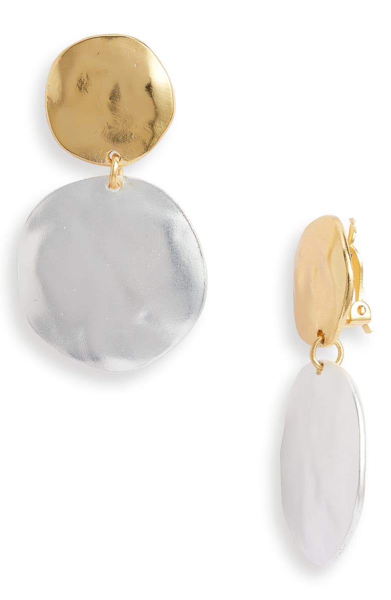 Karine Sultan Disc Drop Clip-On Earrings, Main, color, 