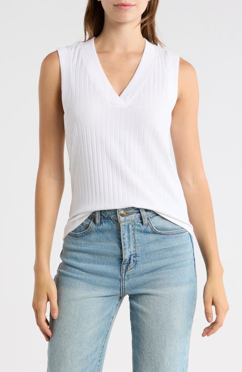 V-Neck Ribbed Knit Tank