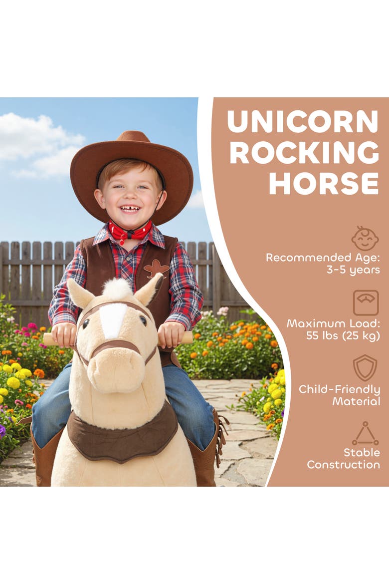Ride on Horse for Kids Plush Riding Pony Walking Horse Animal with Rolling Wheels for Active Play, Alternate, color, Brown