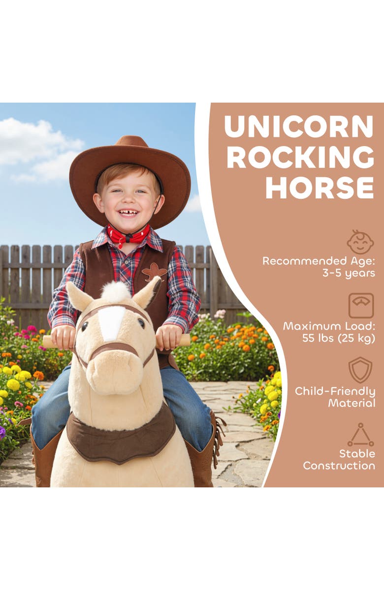 Qaba Ride on Horse for Kids Plush Riding Pony Walking Horse Animal with Rolling Wheels for Active Play, Alternate, color, Brown