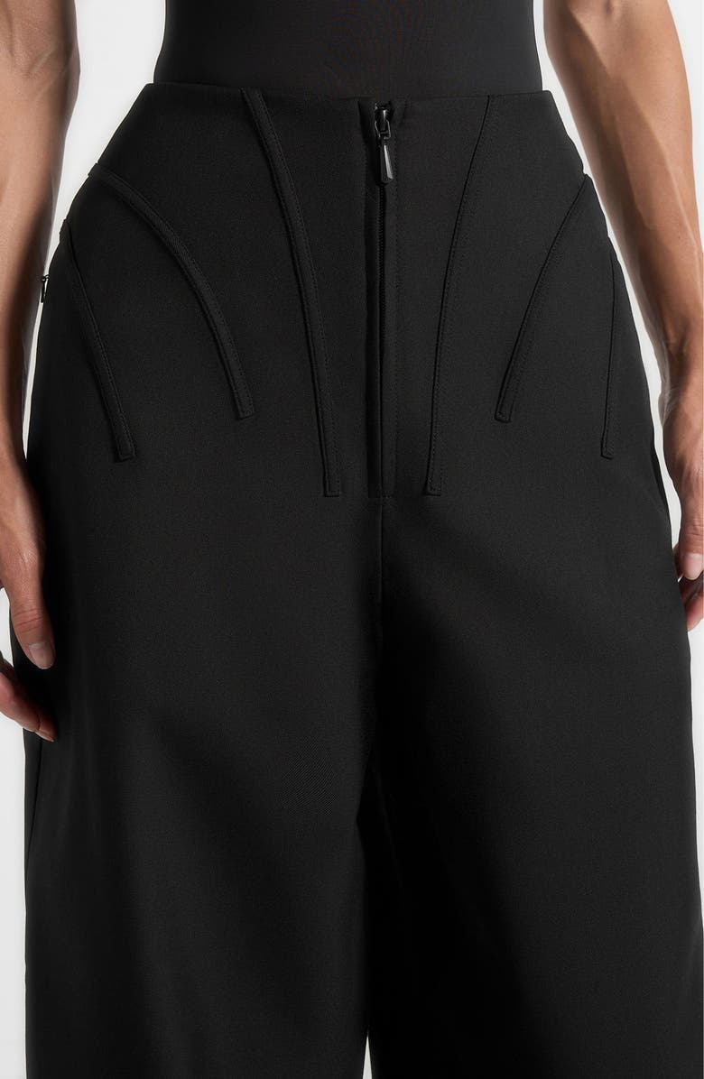 Manière De Voir Rena High Waisted Corset Sculptural Trousers, Alternate, color, Black