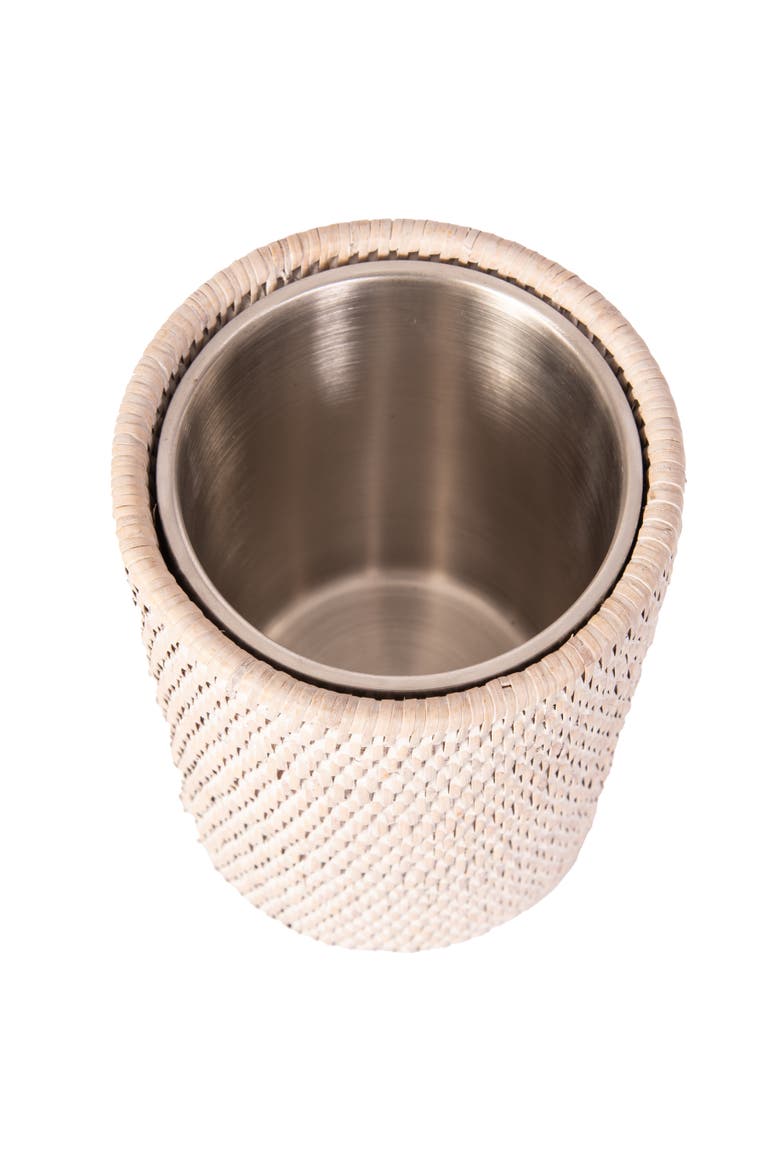 Artifacts Rattan Stainless Steel Wine Chiller, Alternate, color, White Wash
