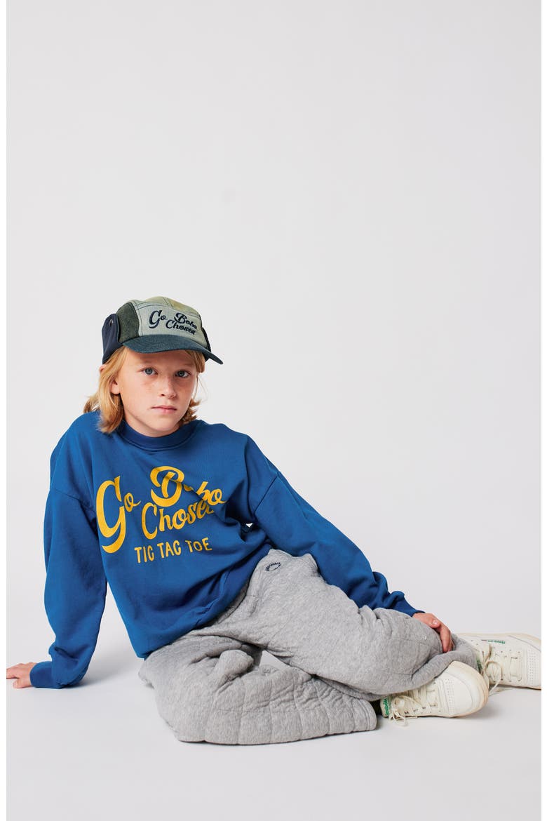 Kids' Wavy Logo Organic Cotton Sweatshirt, Alternate, color, BLUE
