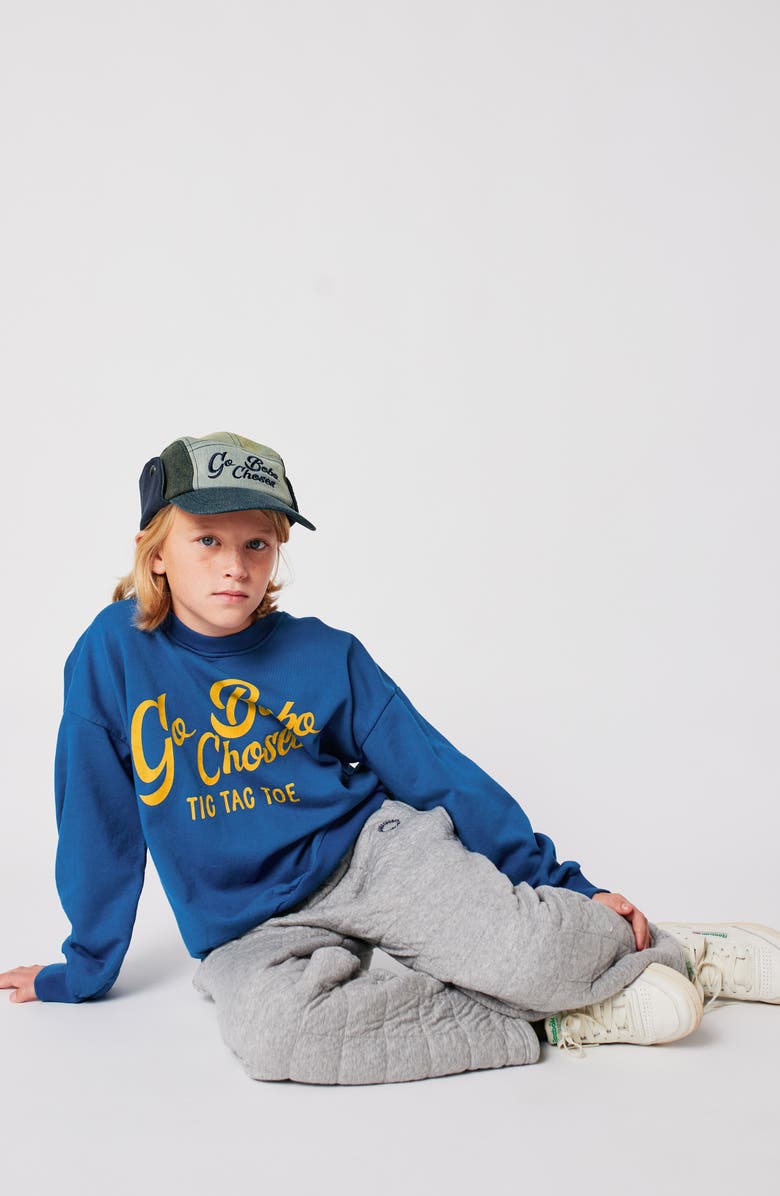 Bobo Choses Kids' Wavy Logo Organic Cotton Sweatshirt, Alternate, color, Blue