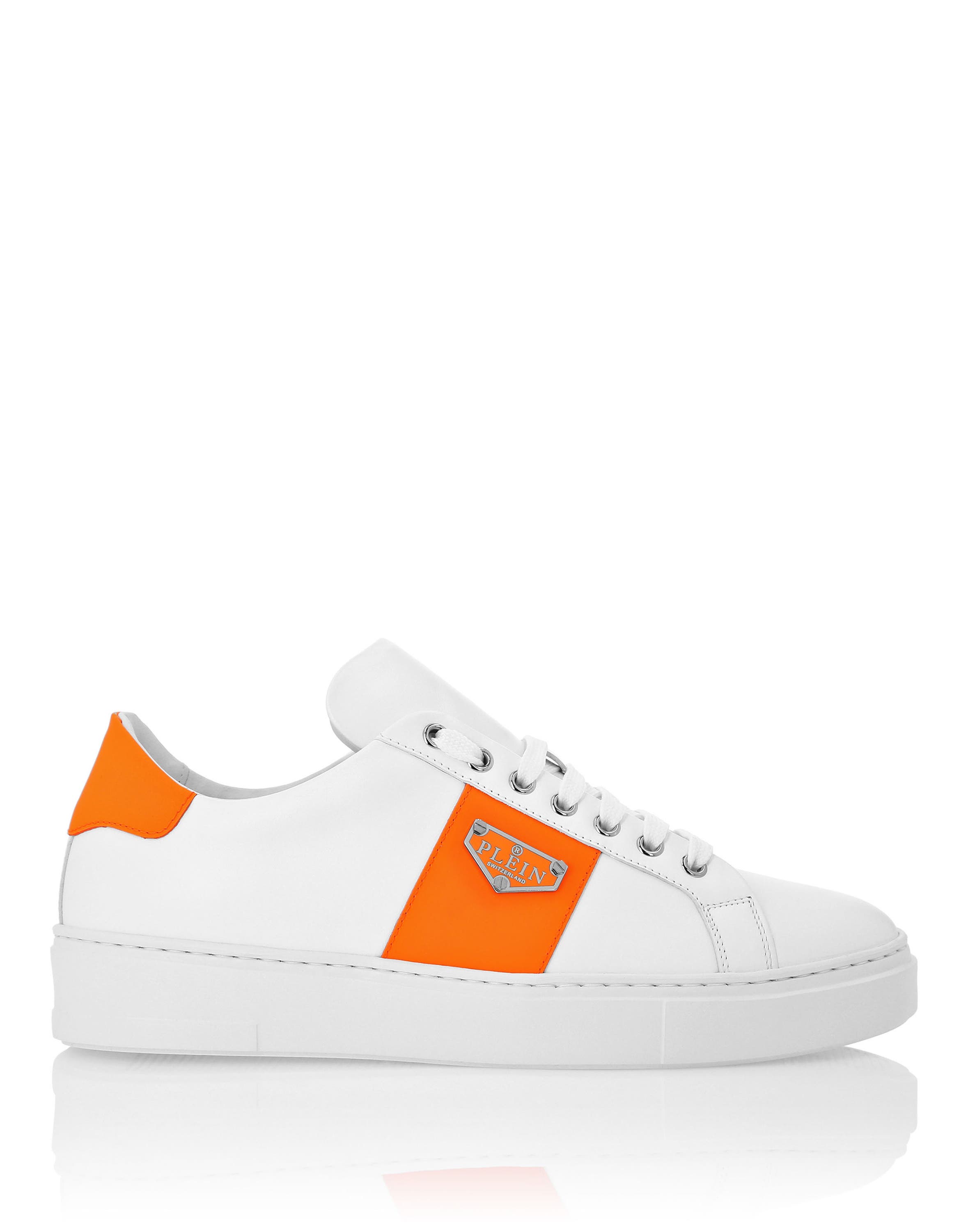 Lo-Top Sneakers Triangle Plein Unisex, Alternate, color, White/orangefluo
