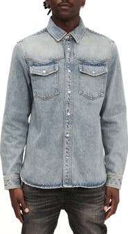 PURPLE BRAND Pumice Double Pocket Snap Front Shirt