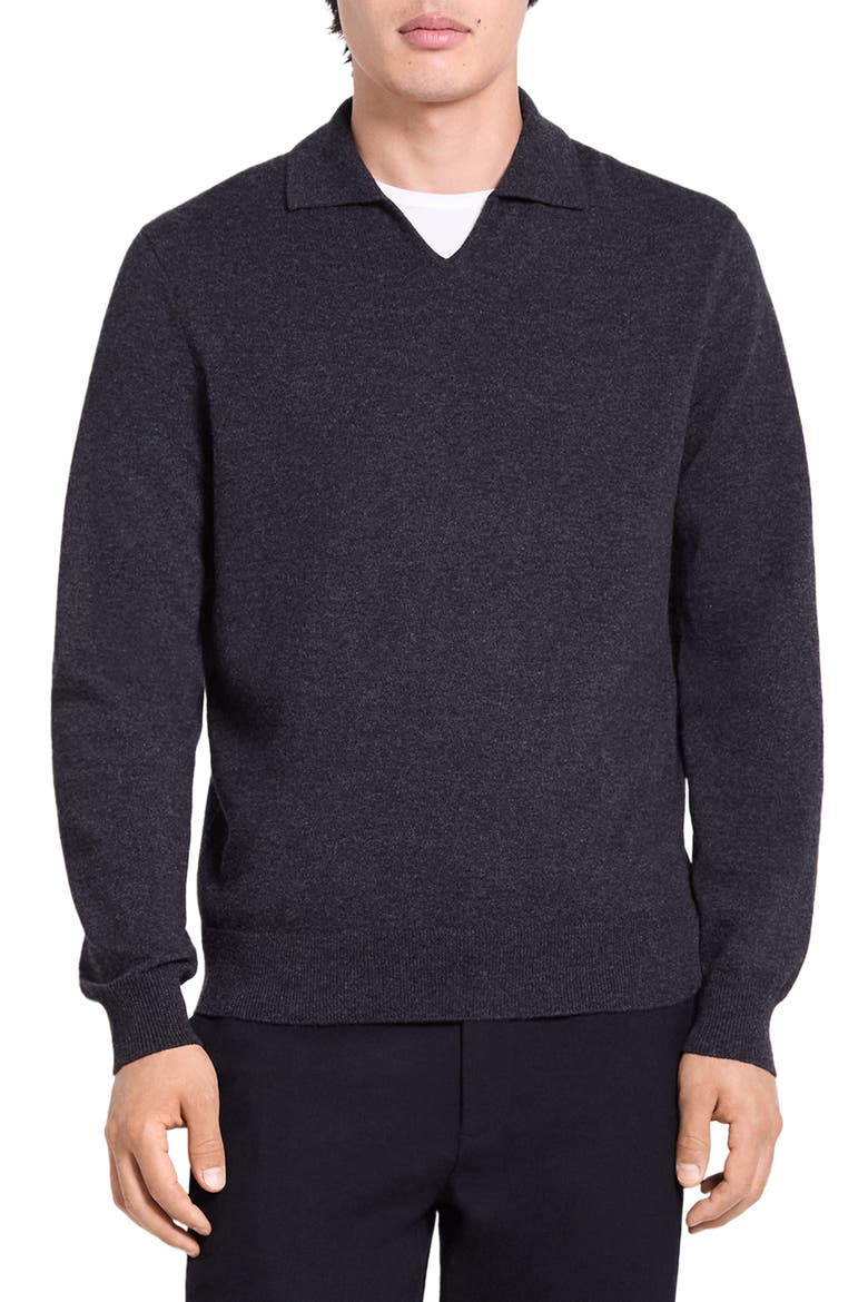 Johnny Collar Cashmere Sweater, Main, color, DARK CHARCOAL