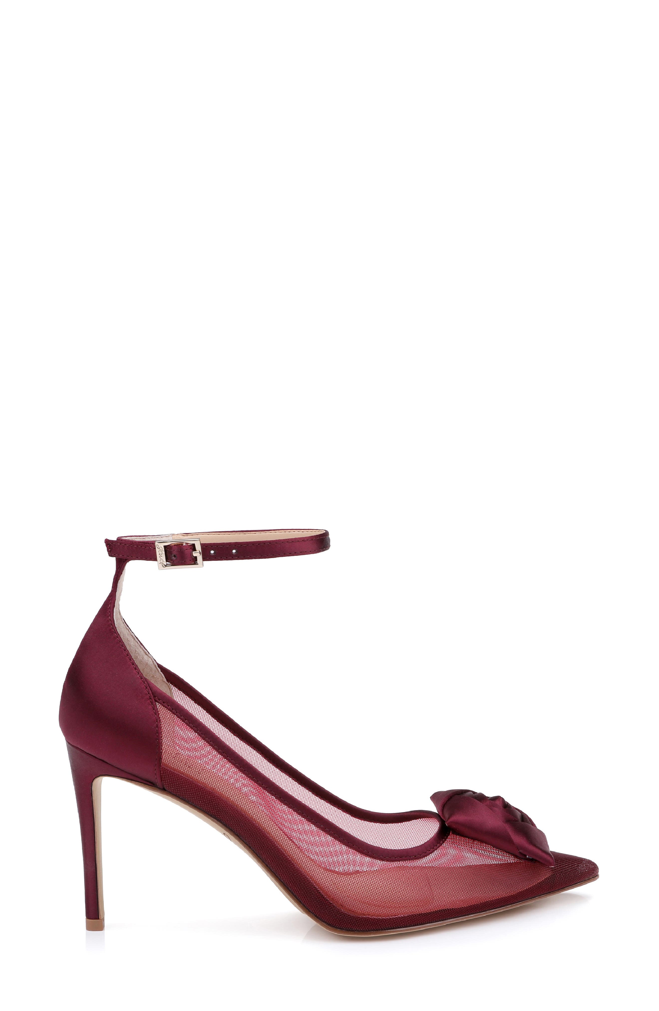 Beckett Ankle Strap Pump, Alternate, color, BURGUNDY MESH