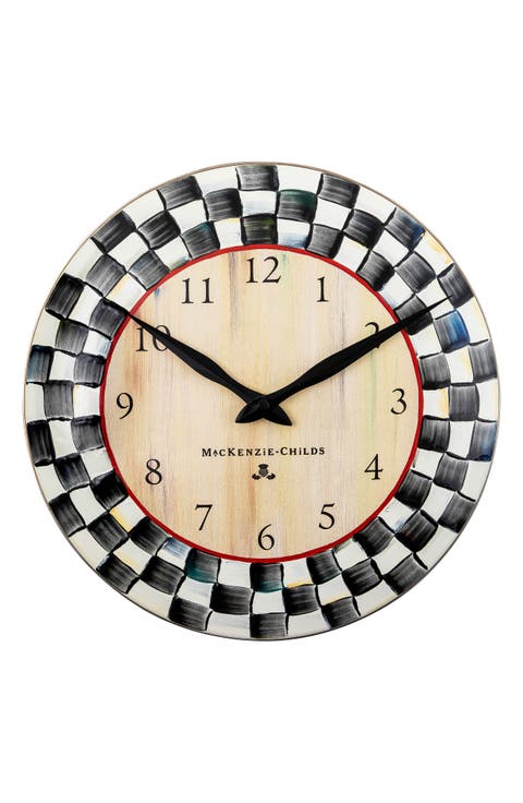 Courtly Check Enameled Steel Wall Clock