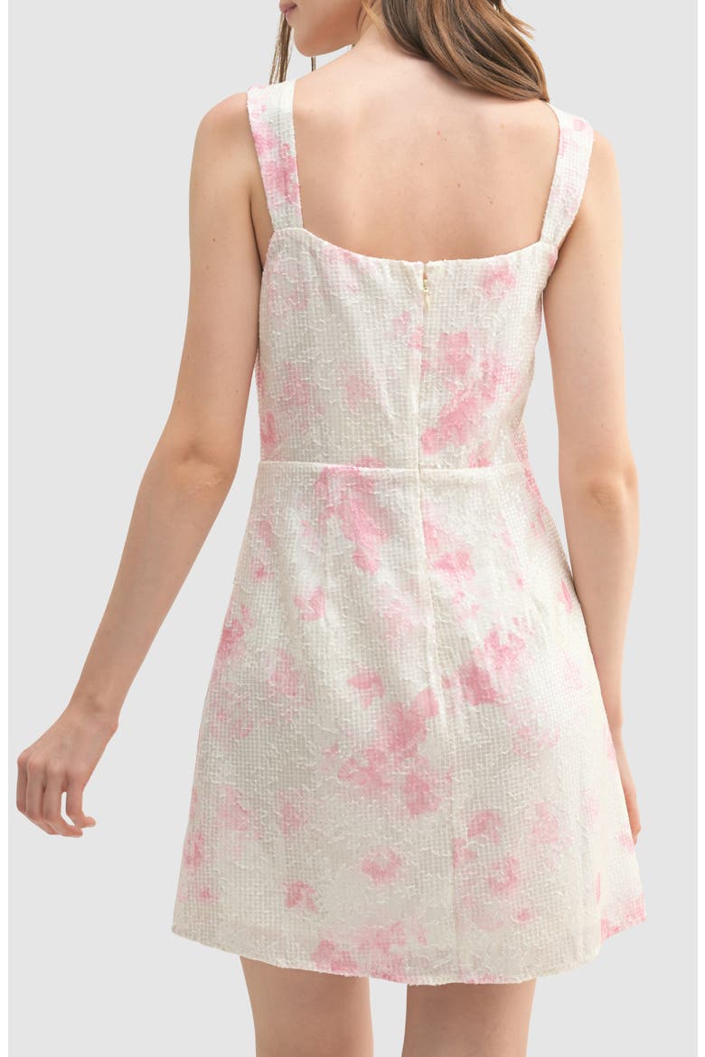 Sequin Rose Print Bow Minidress, Alternate, color, IVORY MAUVE