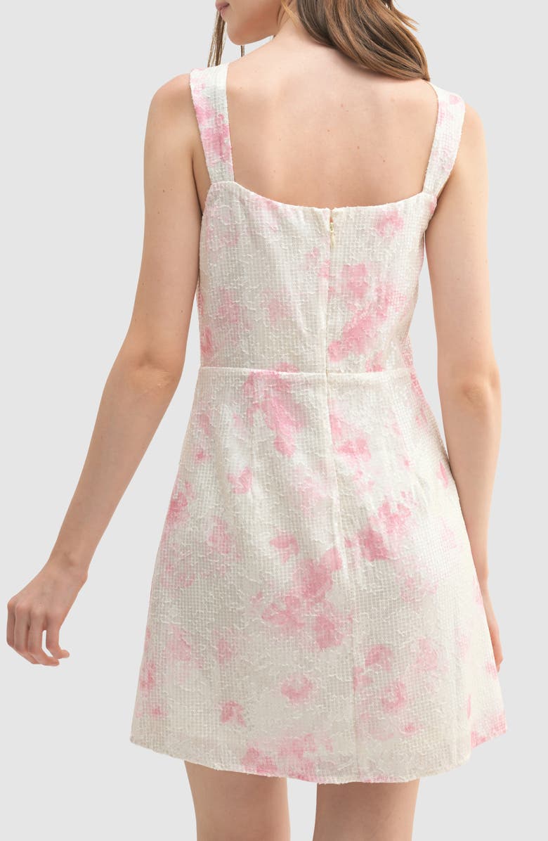 All in Favor Sequin Rose Print Bow Minidress, Alternate, color, Ivory Mauve