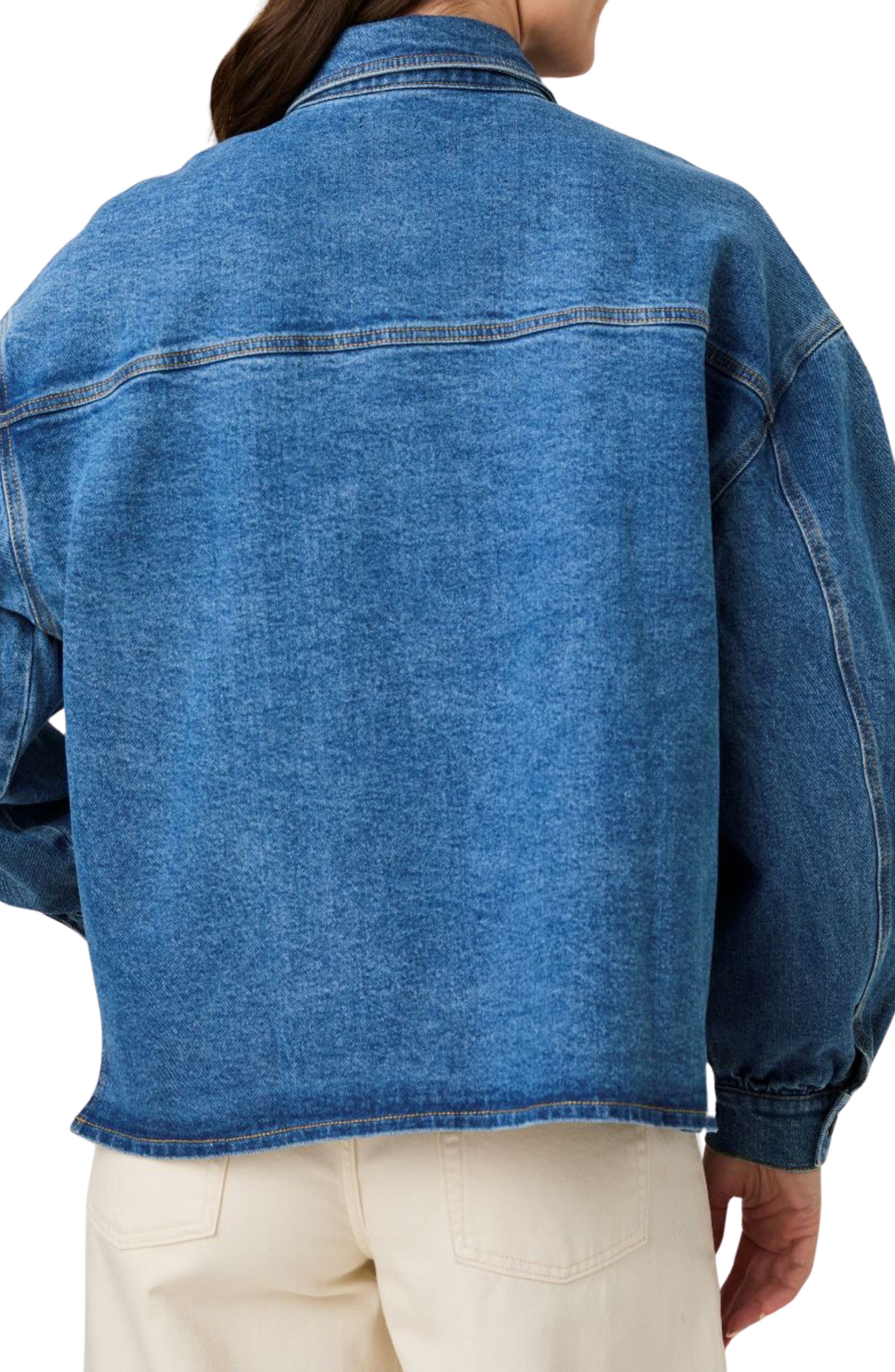 Penelope Puff Sleeve Denim Shirt Jacket - image 2